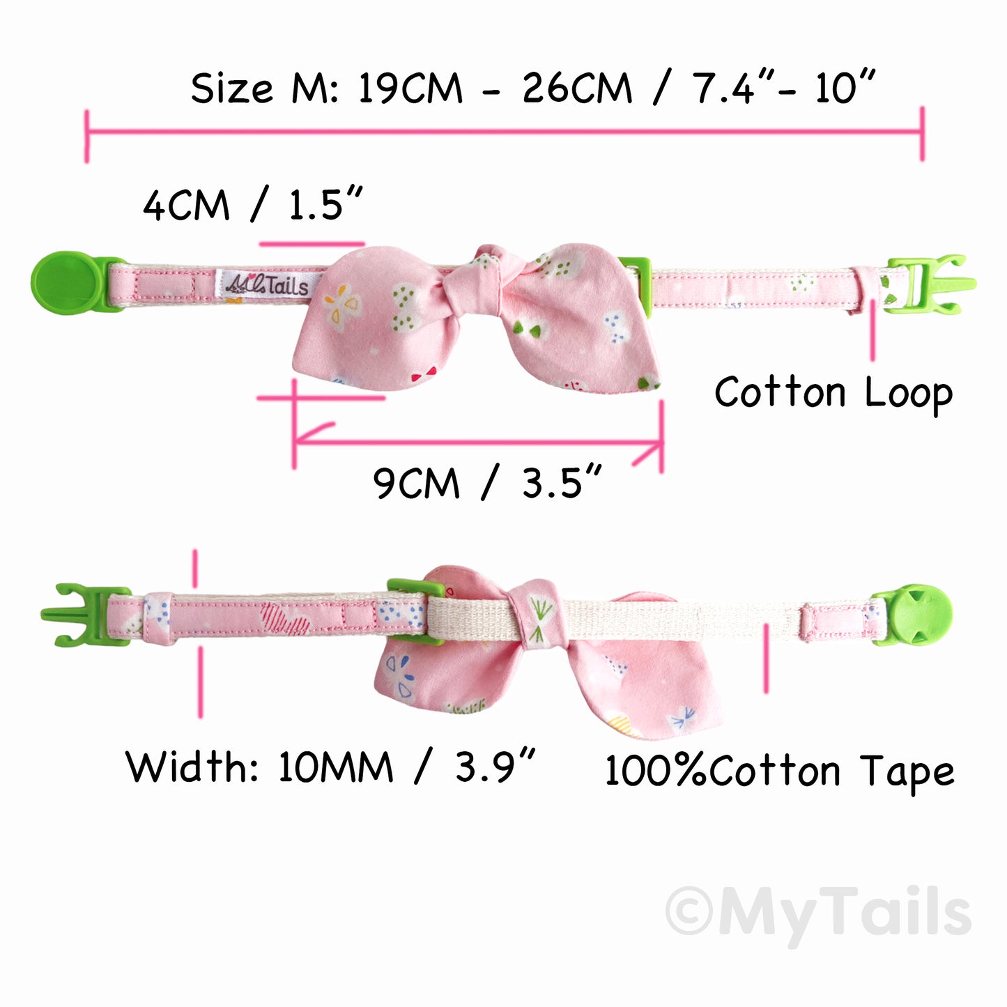 Bowlossom Whisker Bow Cat Collar Breakaway Buckle