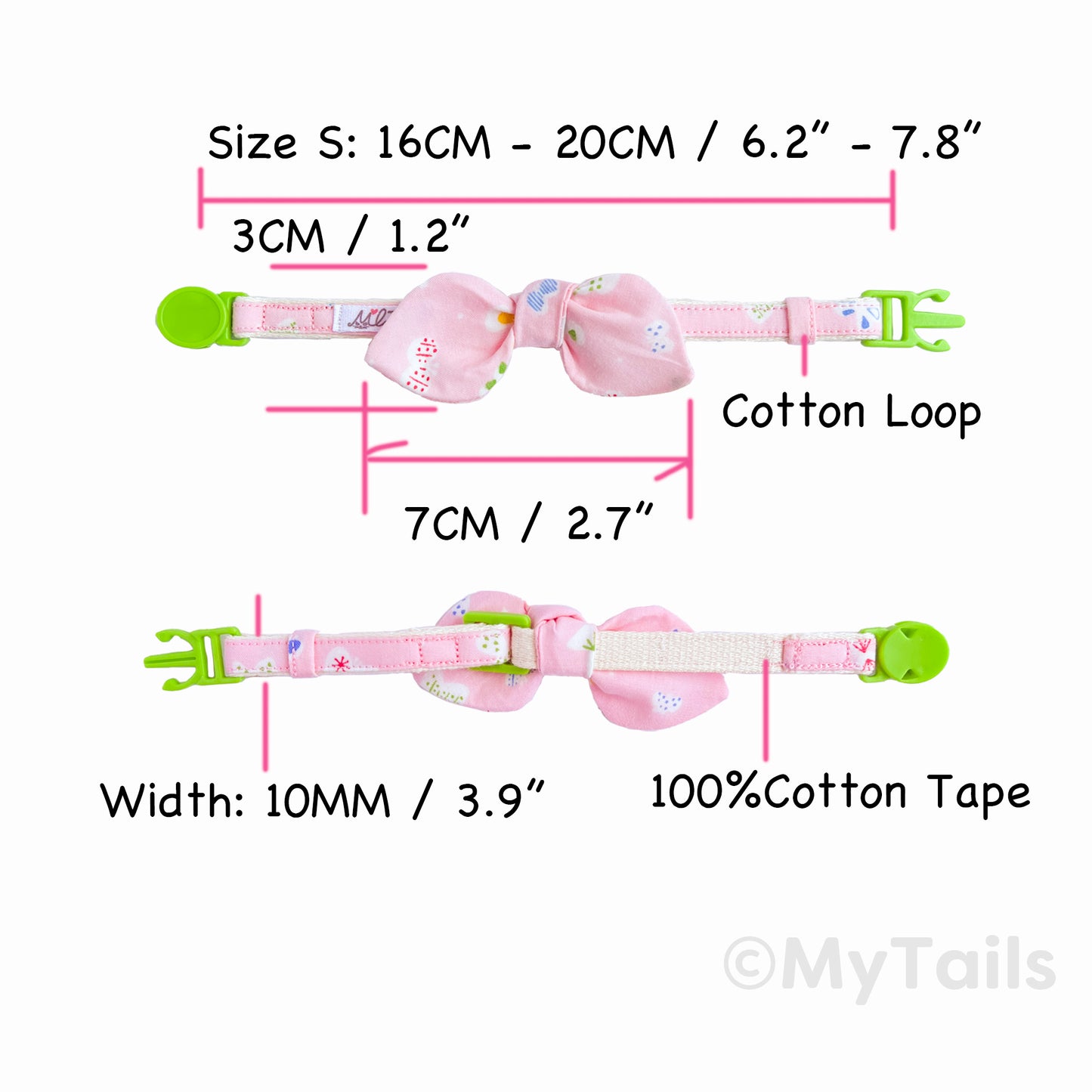 Bowlossom Whisker Bow Cat Collar Breakaway Buckle