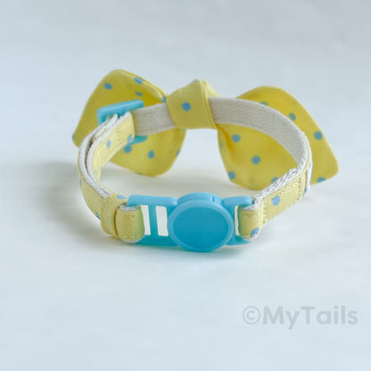 Lemon Soda Whisker Bow Cat Collar Breakaway Buckle