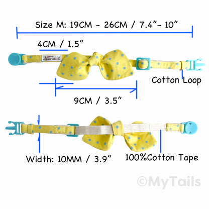 Lemon Soda Whisker Bow Cat Collar Breakaway Buckle