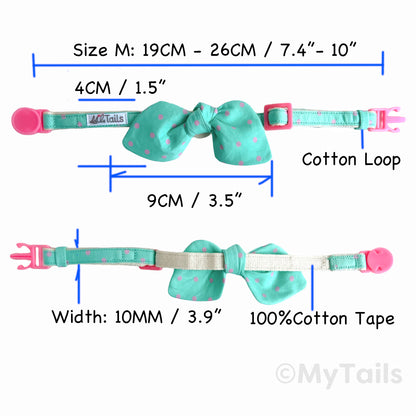 Mint Soda Whisker Bow Cat Collar Breakaway Buckle