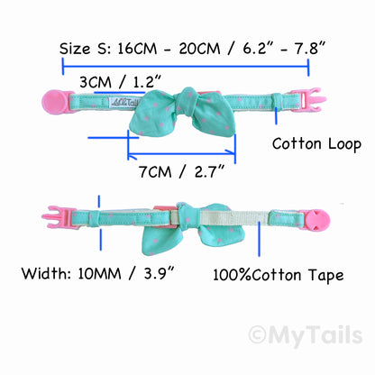 Mint Soda Whisker Bow Cat Collar Breakaway Buckle