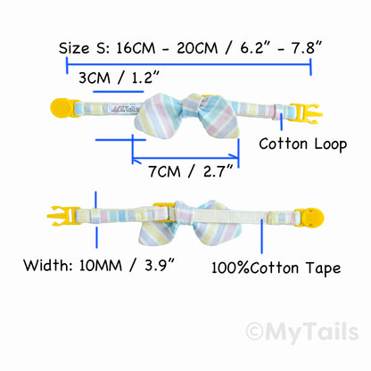 Pastel Rainbow Whisker Bow Cat Collar Breakaway Buckle